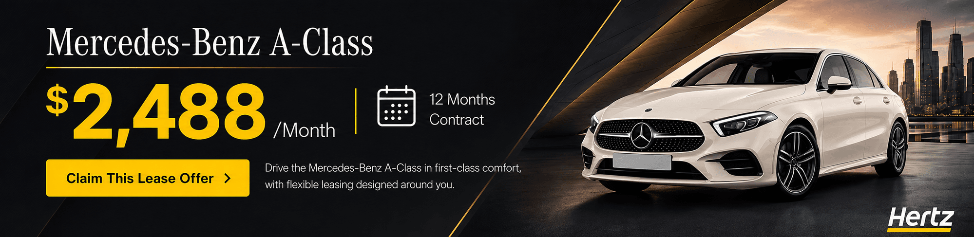 Mercedes-Benz A-Class — $2,488/Month, 12 Months Contract. Claim This Lease Offer.